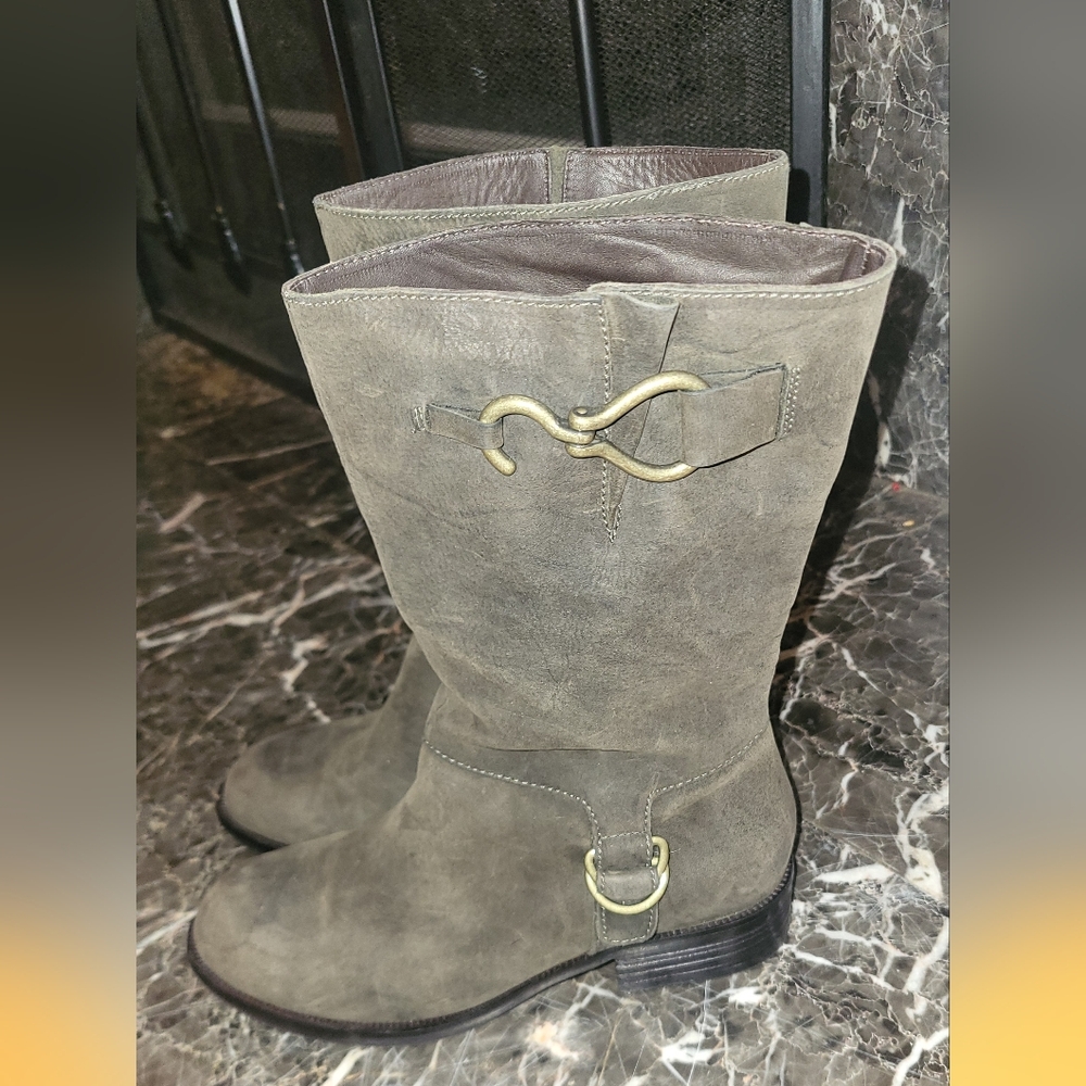 Cole Haan NikeAir Distressed Brown Leather Mid-Calf Boots SZ. 8